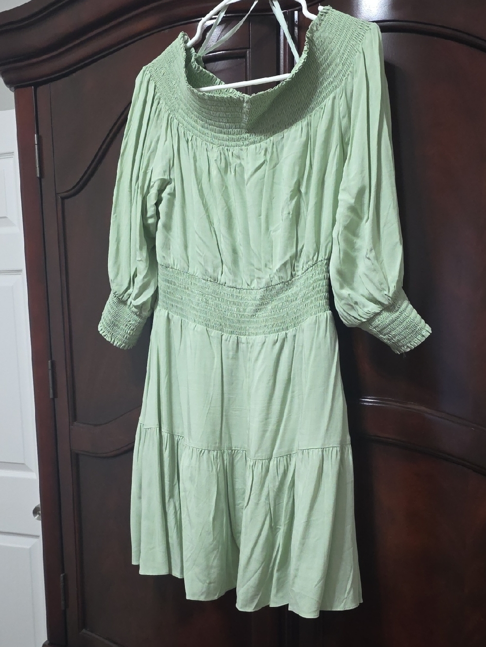 Light Green Smocked Waist Women's Dress